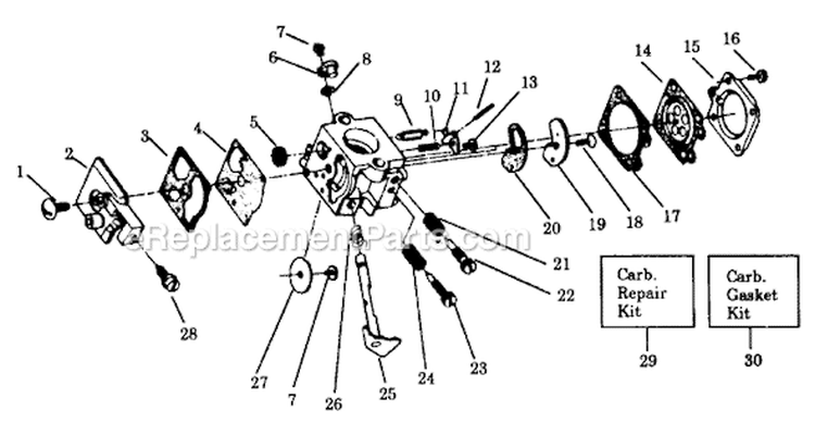 Page B Diagram and Parts List for XR-125  Weed Eater Trimmer